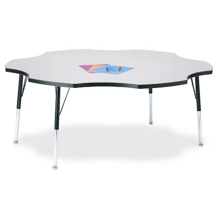 Jonti-Craft Berries Six Leaf Activity Table, 60 in., A-height, Freckled Gray/Black/Black 6458JCA180